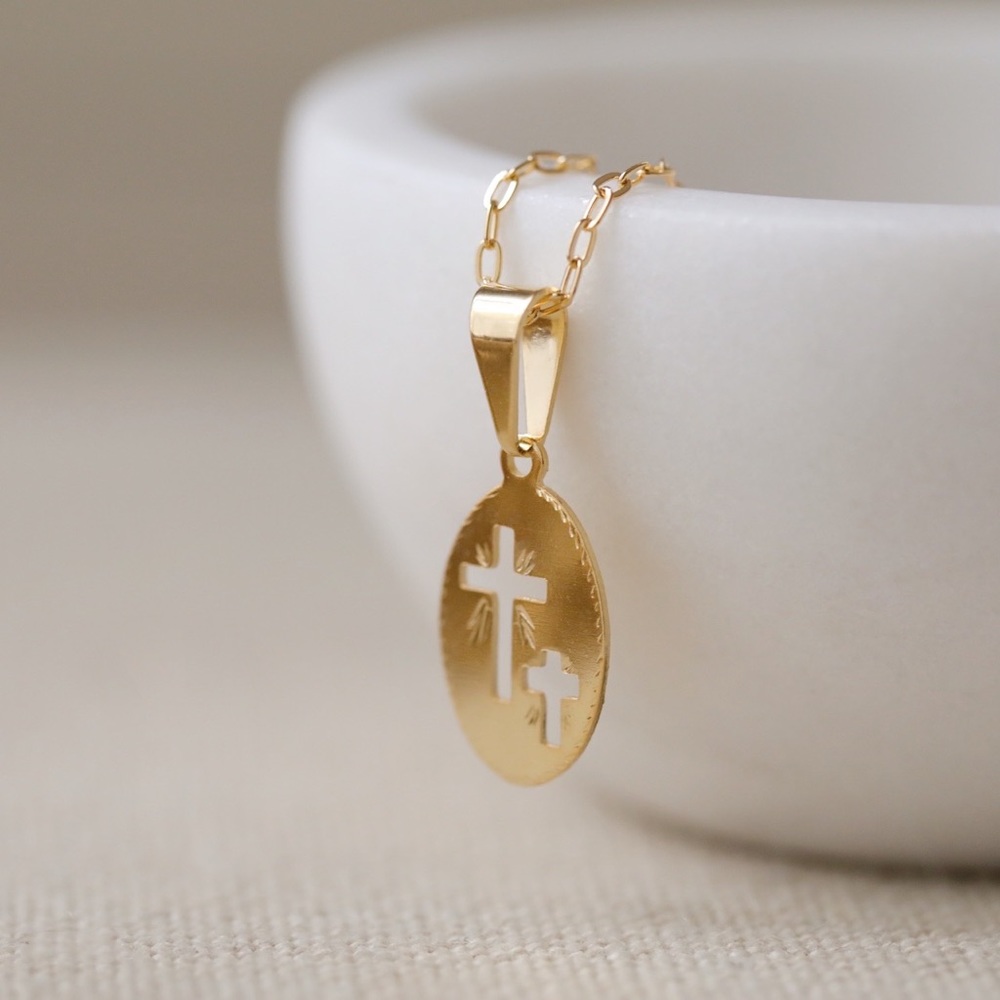 Dainty Cross Necklace | 18k Gold Filled - Picture 4 of 9